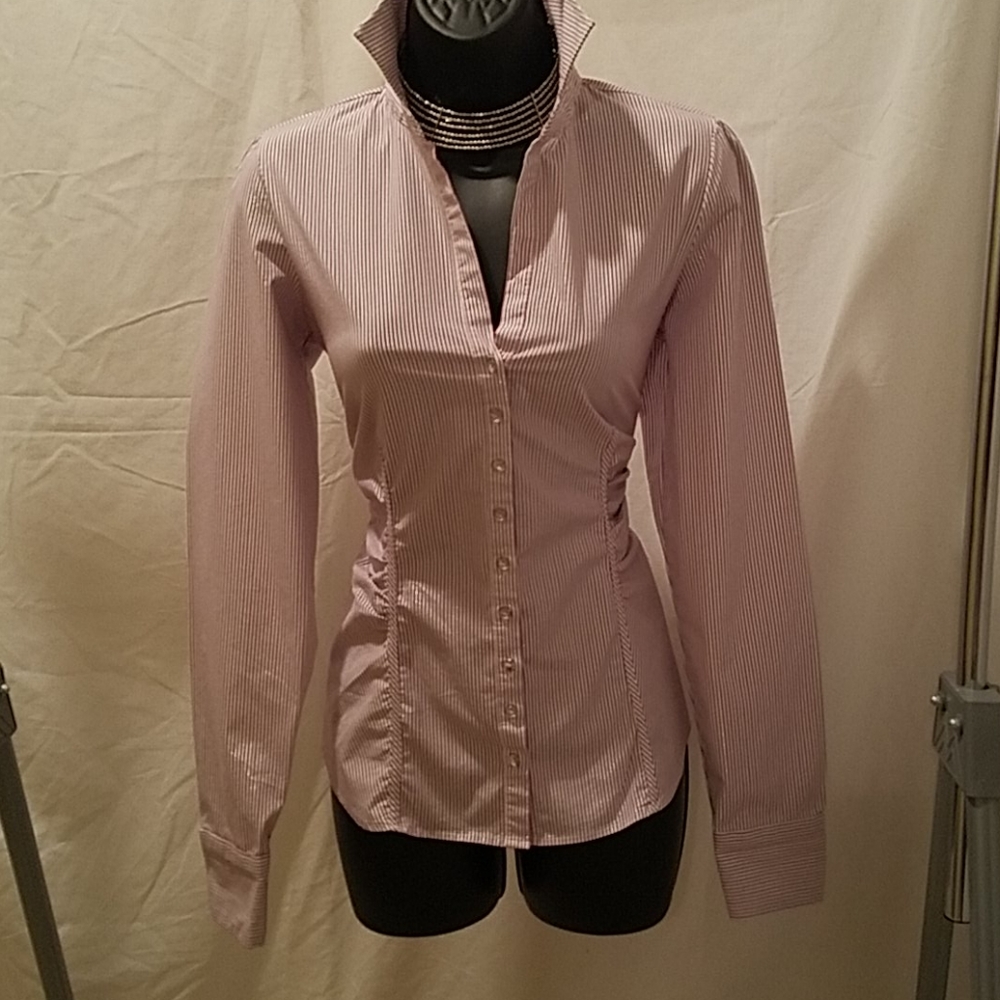 Pin Striped Ruched Blouse Size Small